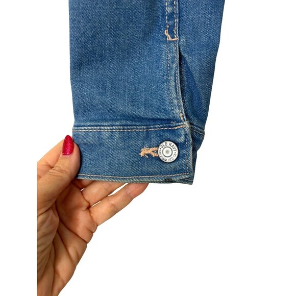 Old Navy Girls Denim Jacket Tie Dyed Ombré Blue L 10-12 Buttons Collar Pockets - Picture 8 of 11